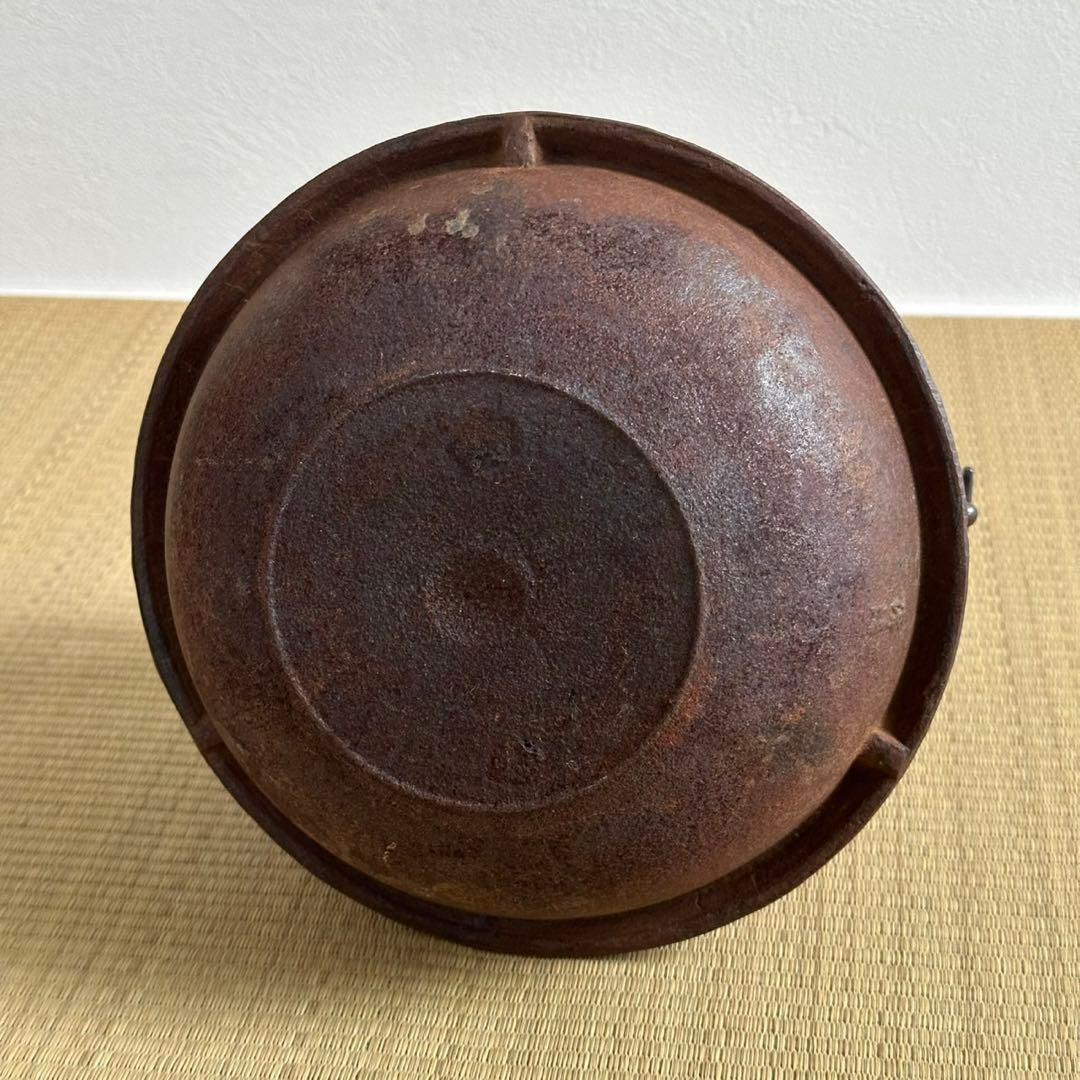 唐銅【朝鮮風炉釜 茶釜】釜環 銅蓋 電熱器付 茶道具