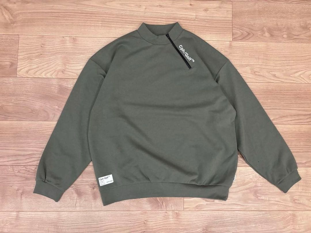 サイドハーフジップモックネックシャツ　XL