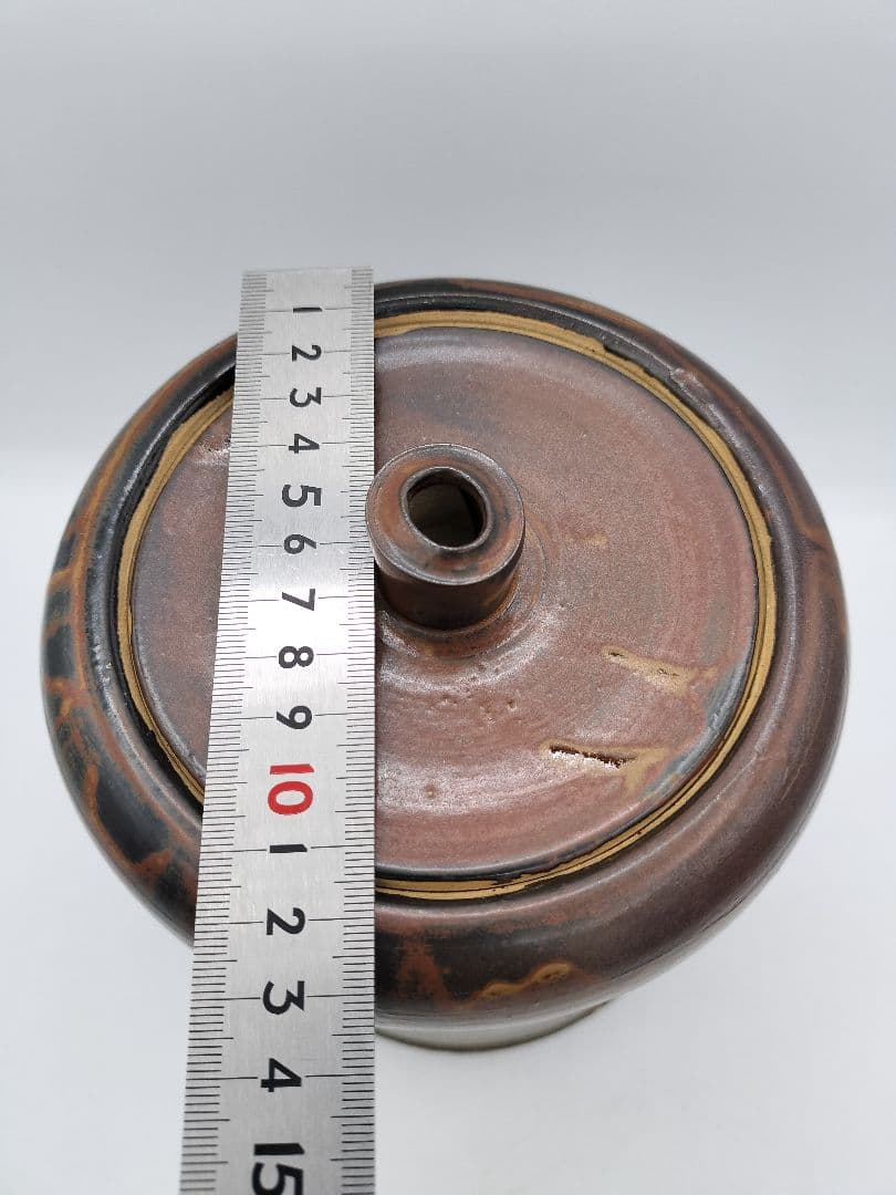 c525 水指 渋紙耳付 上野焼 15代　熊谷紅陽　木箱 茶道具 古物