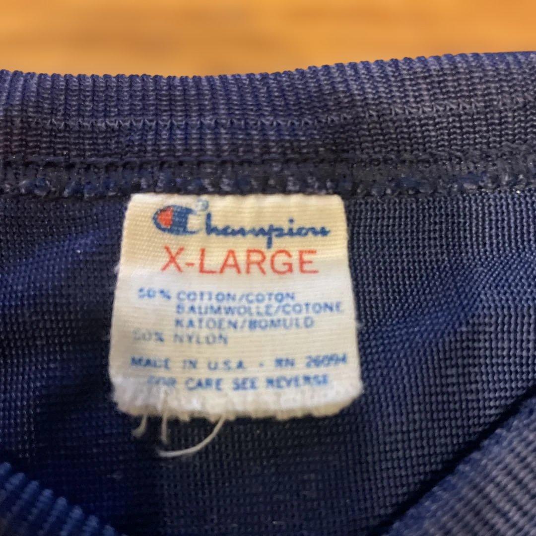 80s Champion フットボールT シャツ　トリコタグ　紺色　ＸＬ