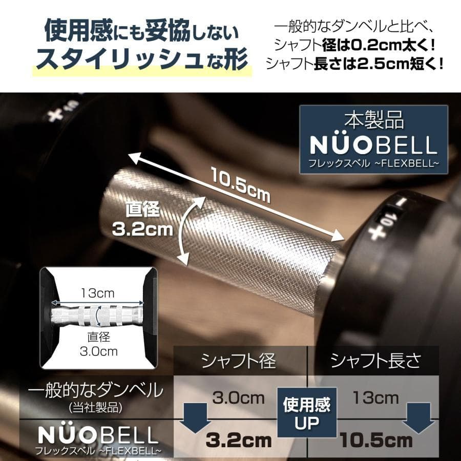 フレックスベル 32kg×2個 (NUO正規代理店品) 可変式ダンベル（黒×銀）