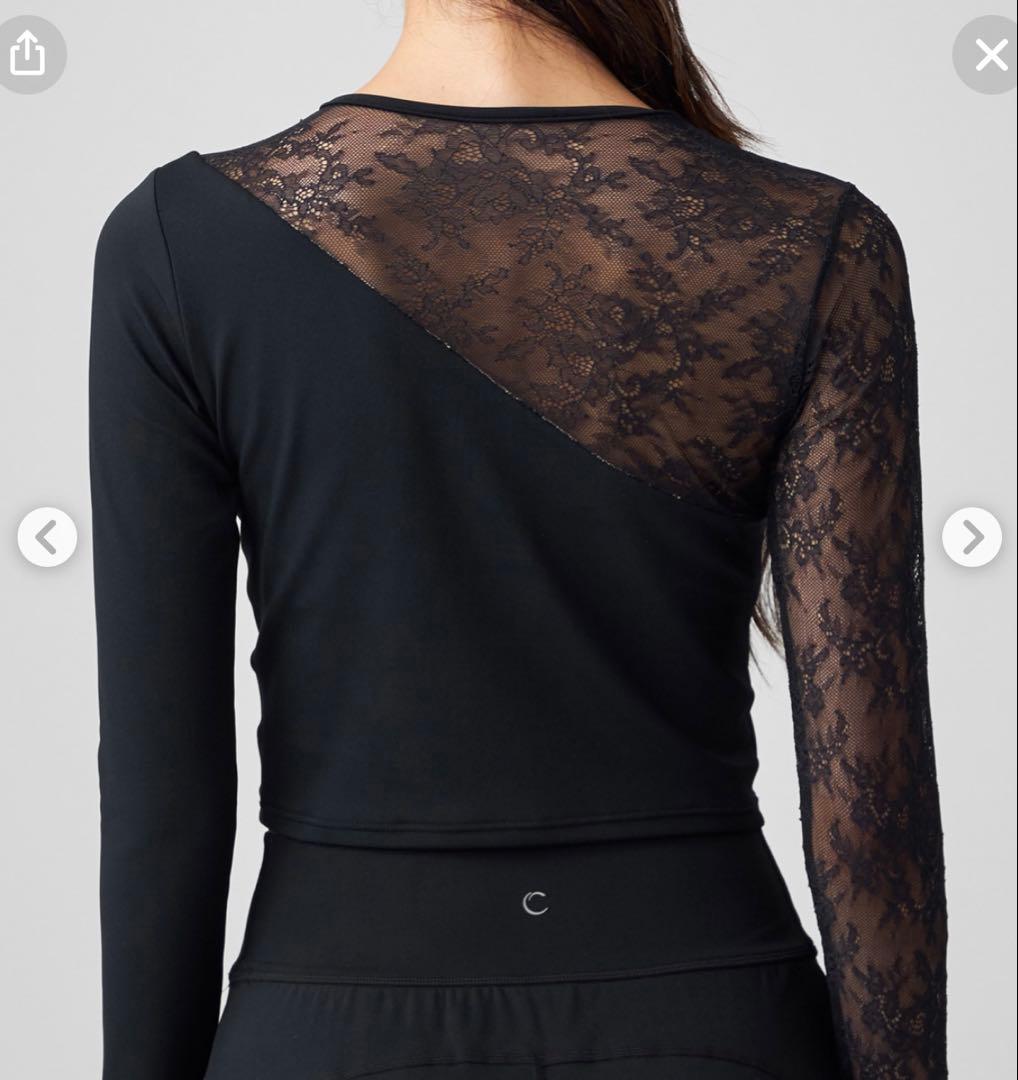 黒　チャコット　新品　レースコンビ　トップス　L バレエ　ヨガ