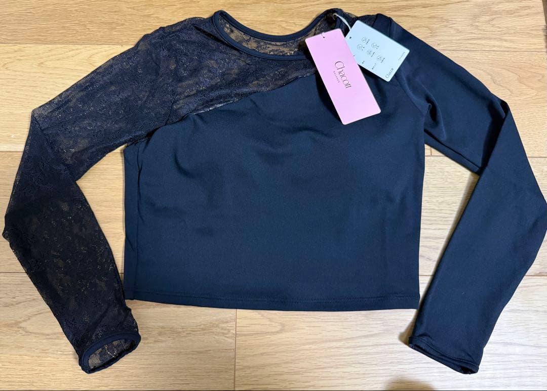 黒　チャコット　新品　レースコンビ　トップス　L バレエ　ヨガ