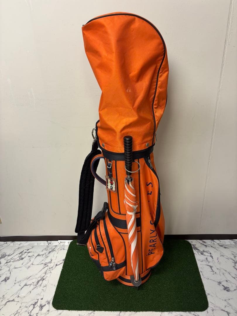 パーリーゲイツ キャディバッグ＆お揃いアンブレラ（傘）オレンジ