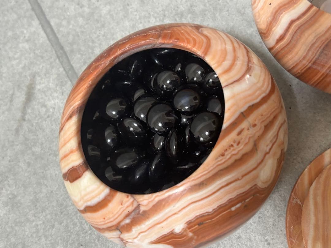 囲碁 碁石 メノウ 瑪瑙 大理石 碁石 碁笥 セット