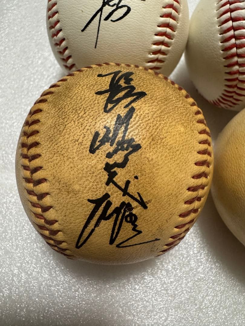 プロ野球 サインボール 4球セット（松井秀喜／古田敦也／長嶋茂雄／工藤公康）