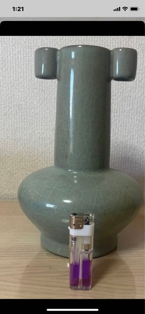 中国美術品、青瓷貫耳瓶、宋代官窑。美品貴重珍品。