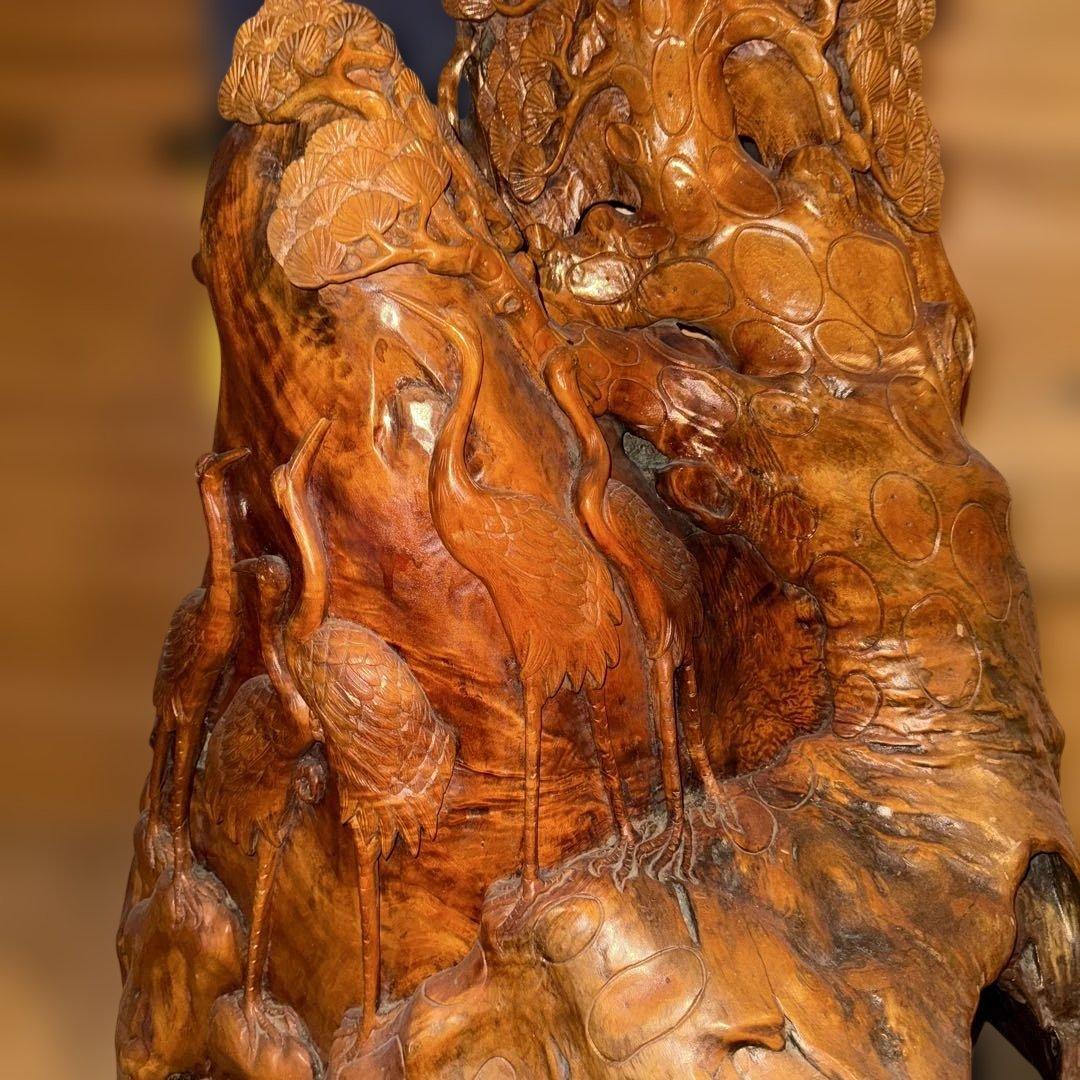 かなりレアな木製彫刻 鳥と植物のデザイン インテリア