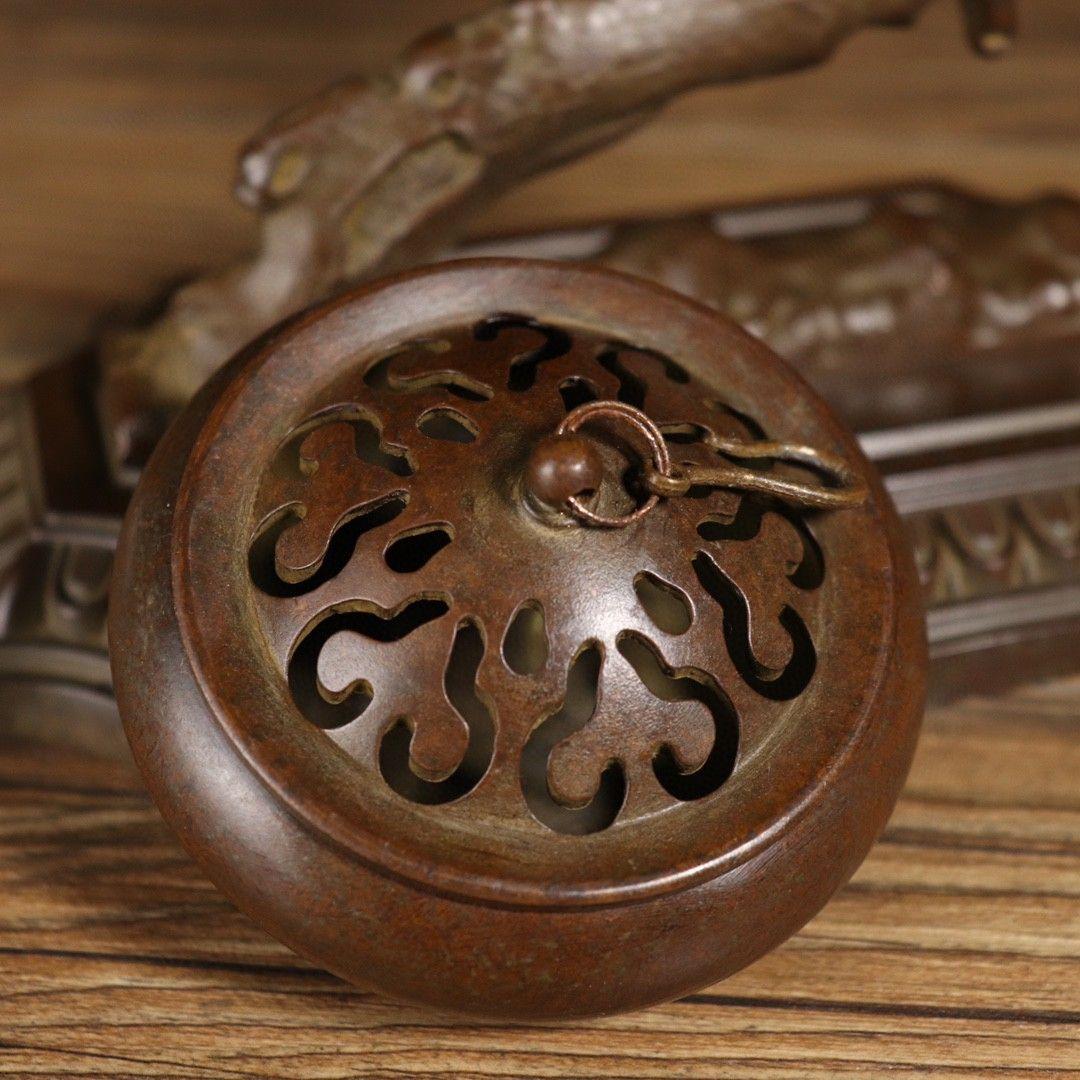 銅 細工 松迎客松弔炉を弔り 檀香を沈める香炉 香道具 工芸品 置物