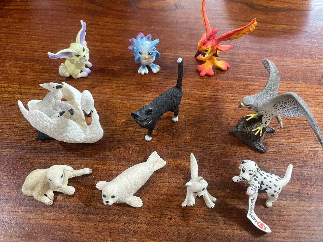 シュライヒ動物フィギュアセット（スワン、猫、犬など）