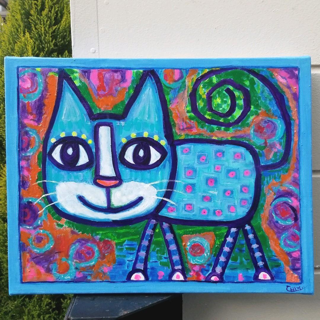 油絵　専用　いつもごきげんな猫