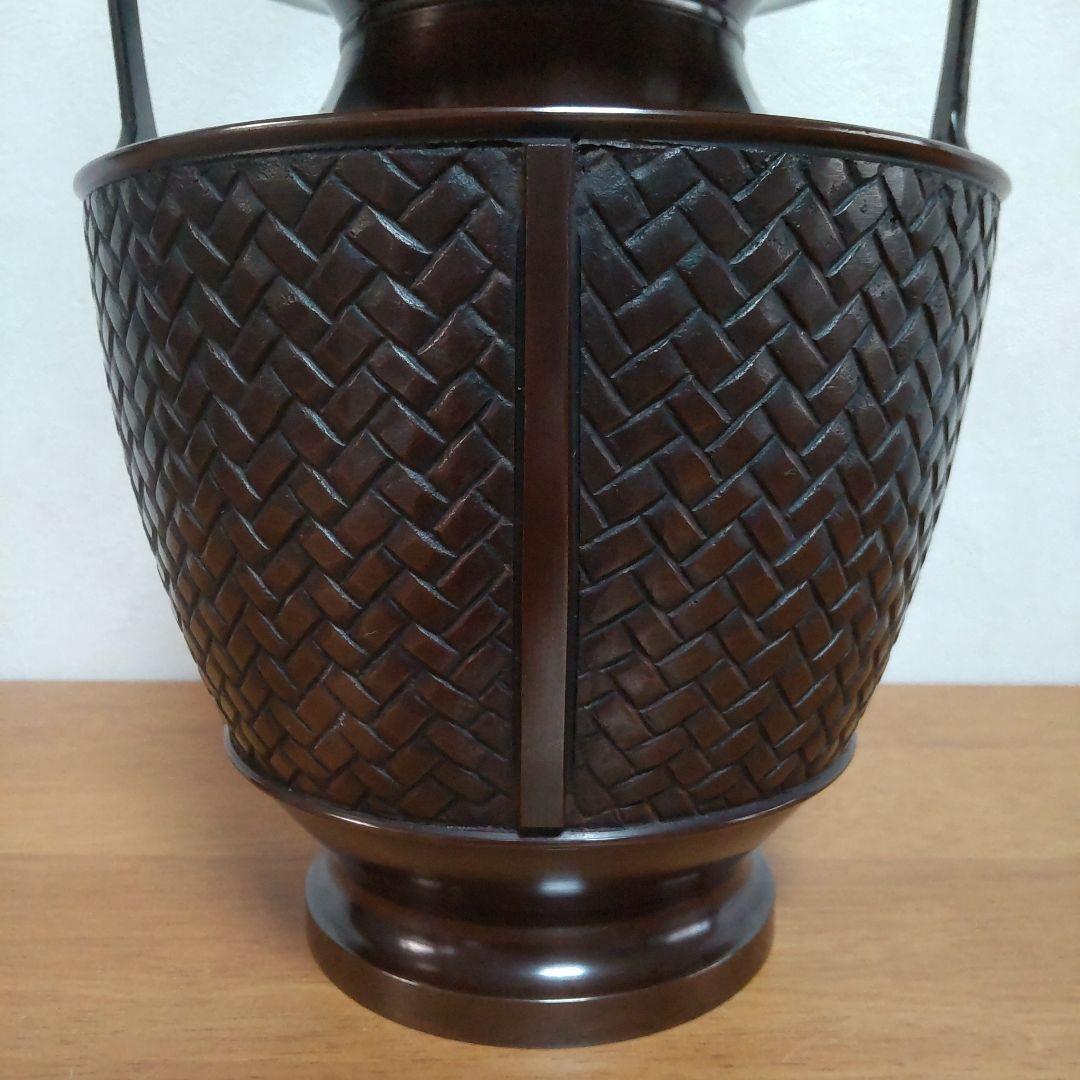 高岡銅器 銅製 花瓶 網代(大) 天龍作 桐箱 華道