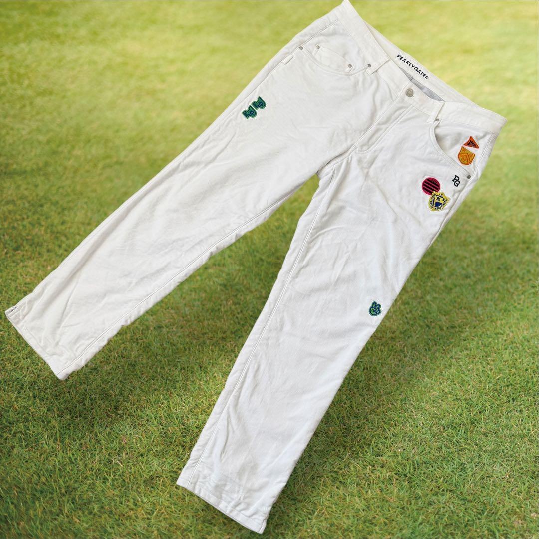 防寒　蓄熱　裏地付き　パーリーゲイツ　パンツ　XL〜XXL相当 白　スリット入り