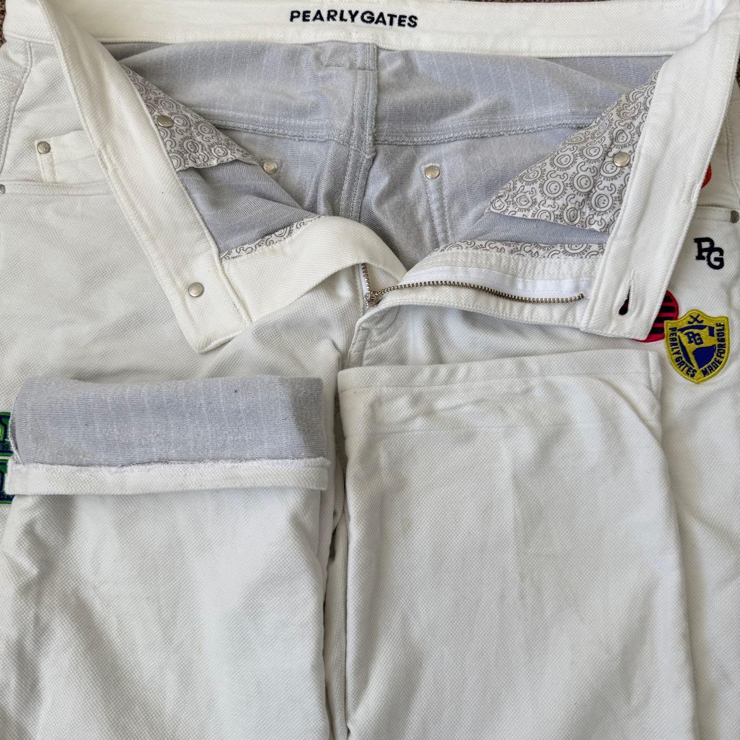 防寒　蓄熱　裏地付き　パーリーゲイツ　パンツ　XL〜XXL相当 白　スリット入り