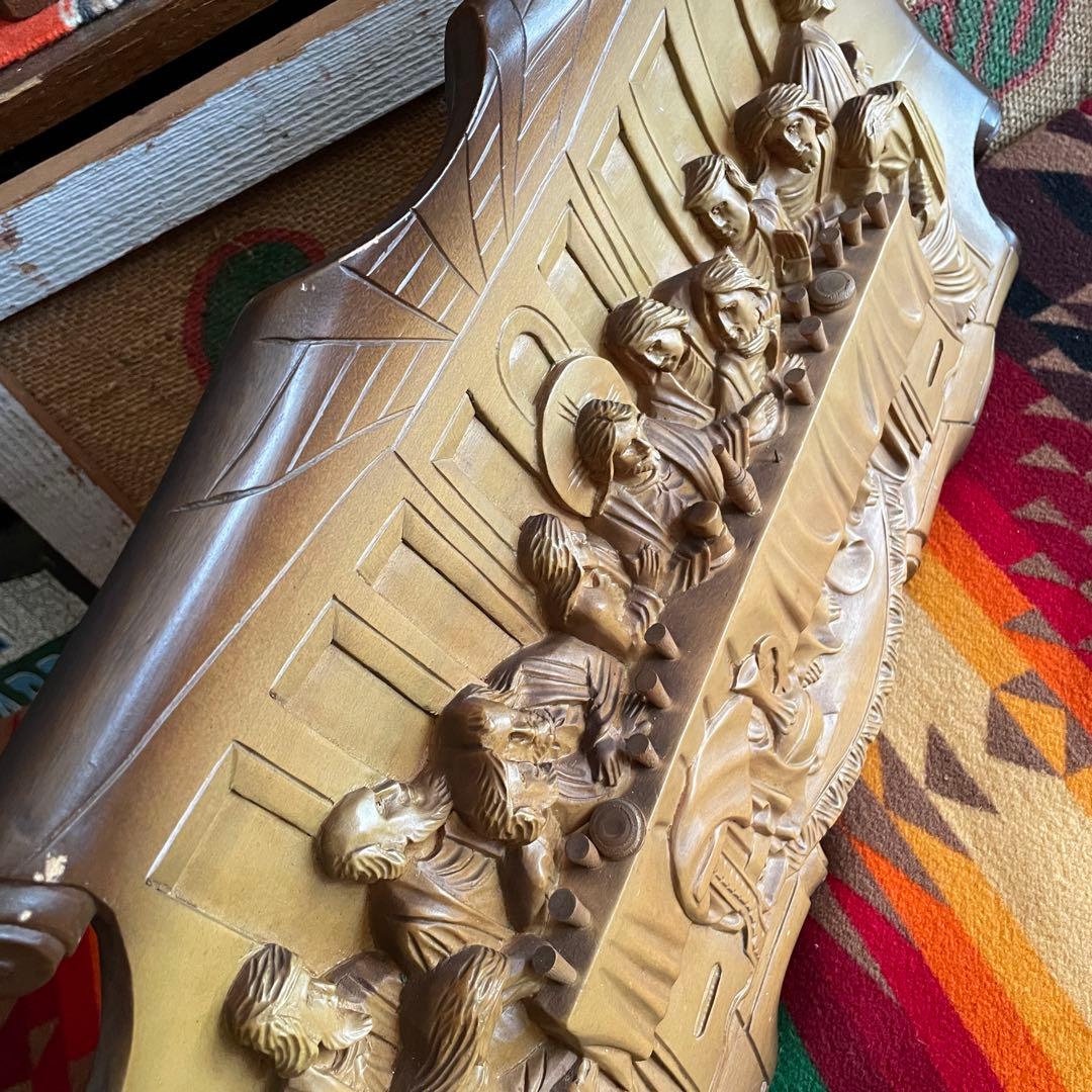 芸術品！30s〜40s 最後の晩餐　レオナルドダビンチ木彫りアメリカアンティーク
