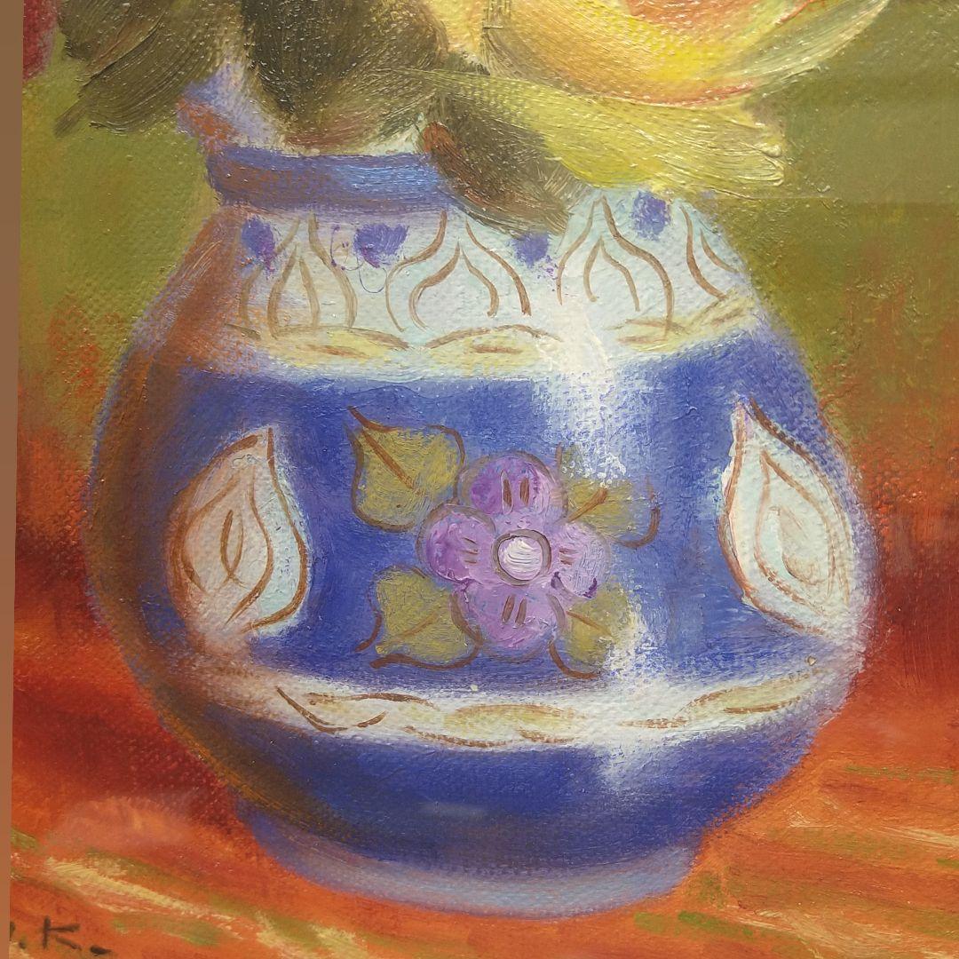 AD15 本物保証 倉橋寛 油彩 4号 薔薇 額装 額縁 専用紙箱