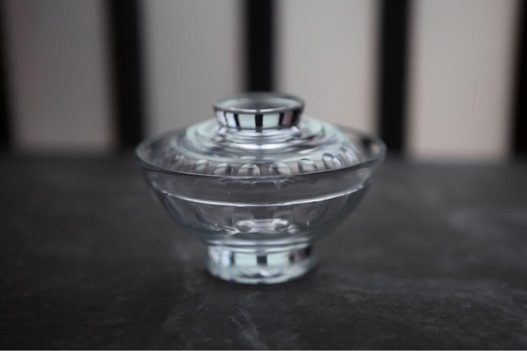 古道具　戦前　大正　昭和初期　蓋付ガラス碗　レア　A