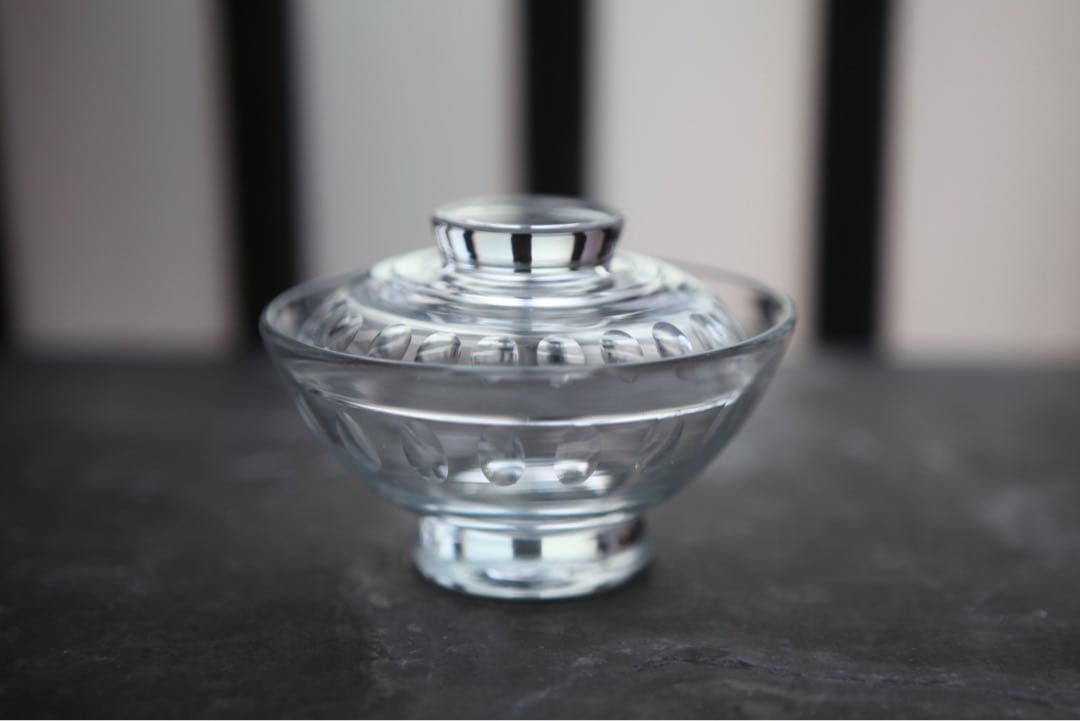 古道具　戦前　大正　昭和初期　蓋付ガラス碗　レア　A