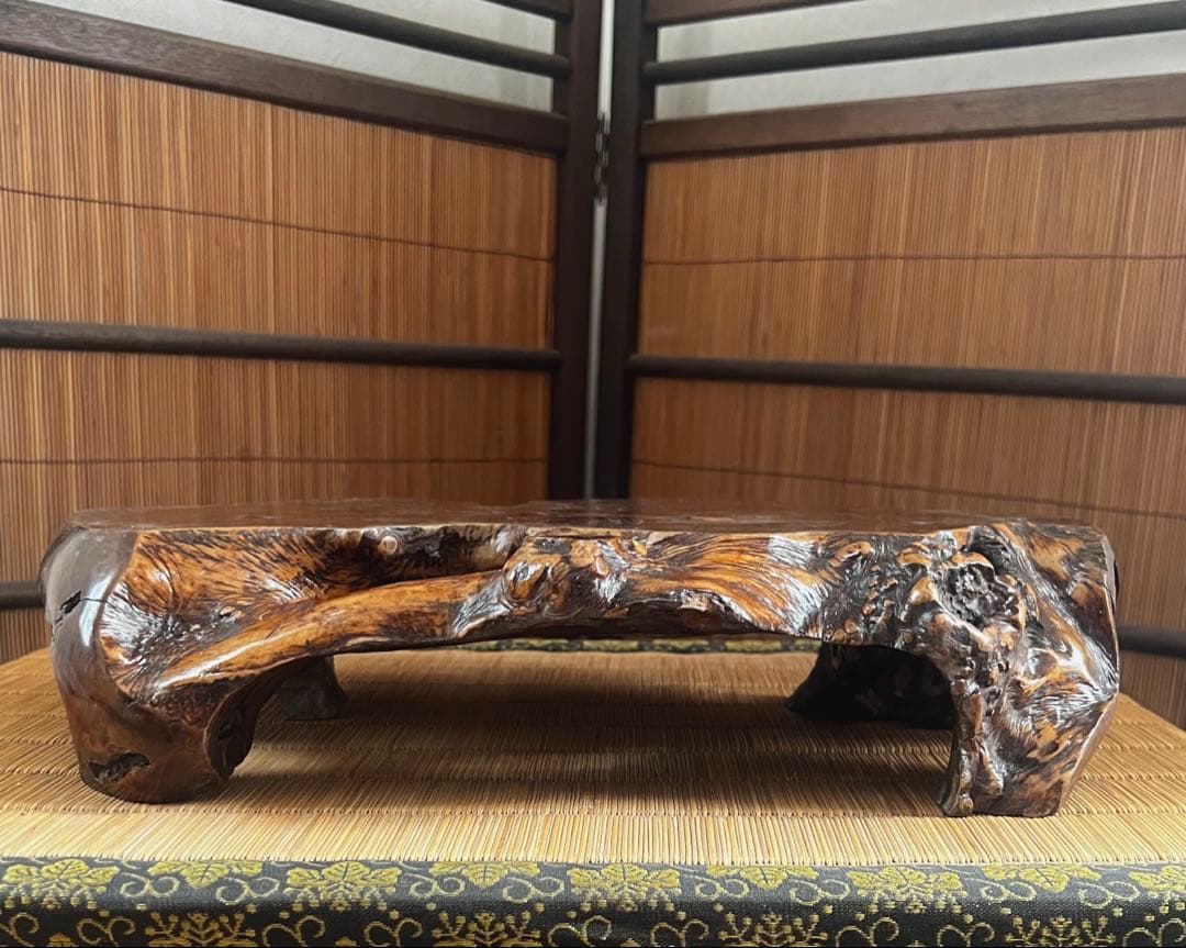 古木 刳抜彫り 花台 香台 盆栽台