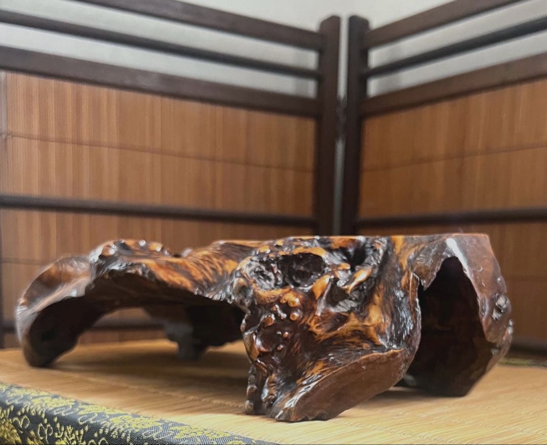 古木 刳抜彫り 花台 香台 盆栽台
