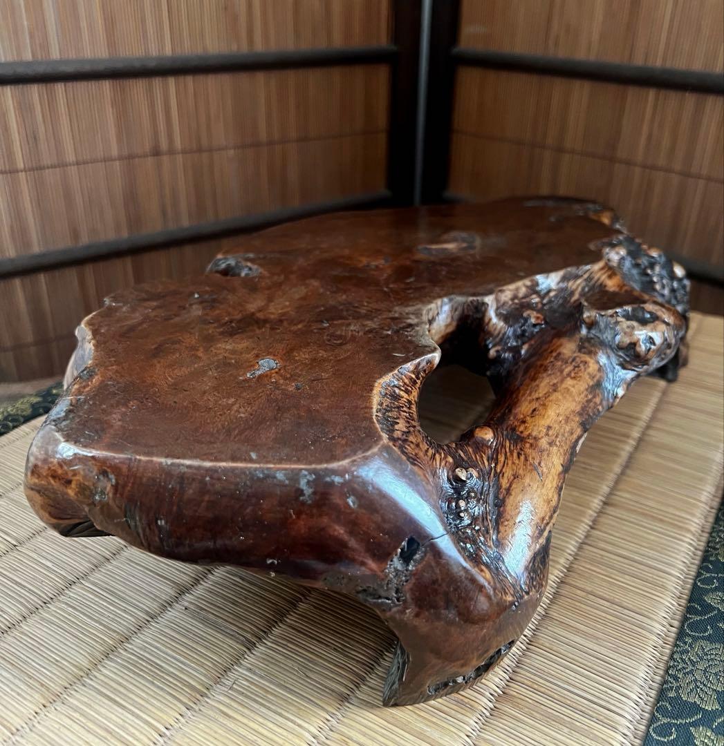 古木 刳抜彫り 花台 香台 盆栽台