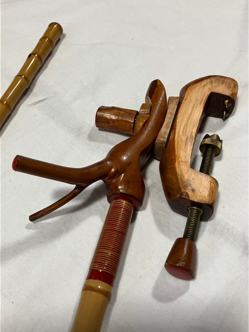 へら釣り用竿掛け　竿吉作➕針外し➕天然木万力　美品