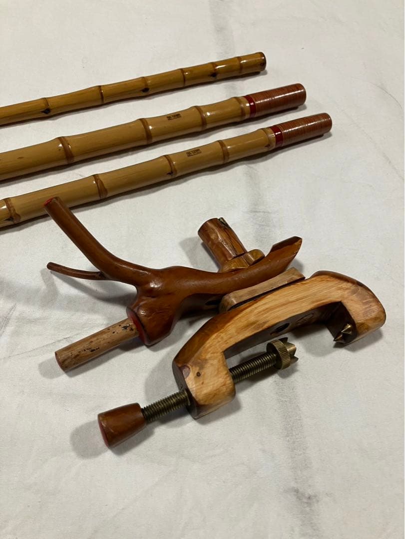 へら釣り用竿掛け　竿吉作➕針外し➕天然木万力　美品