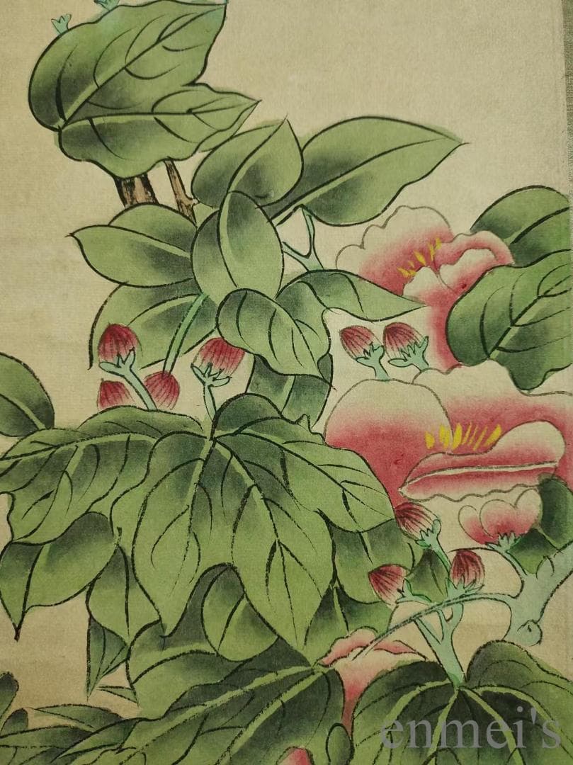 中国古美術.近代.孔小瑜款.花鳥図.宣紙.三尺手描き.水墨画.掛け軸.唐物.文房