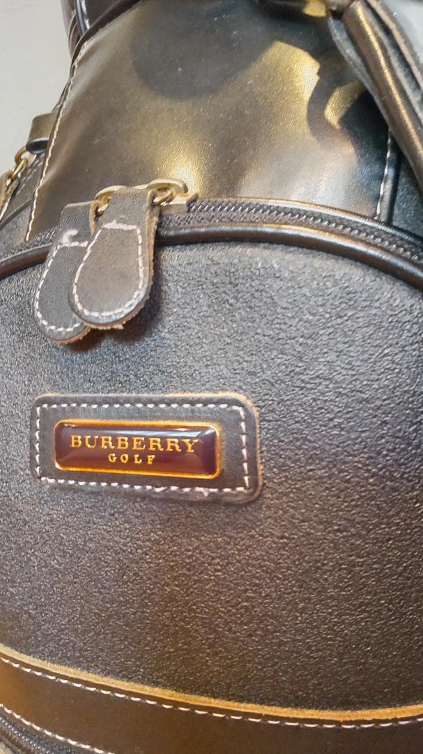 【中古・美品】バーバリー キャディバッグ ノバチェック ブラックレザー