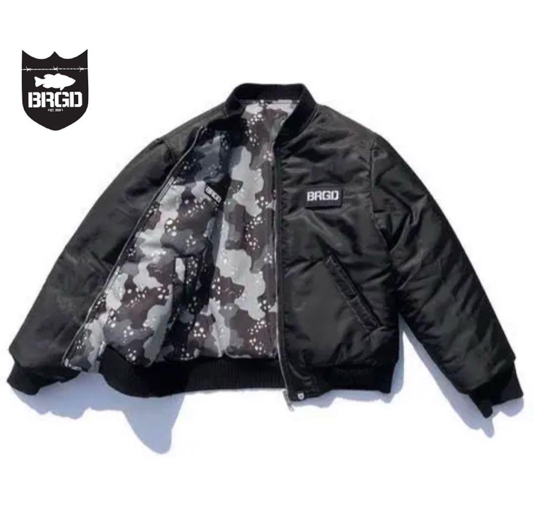 タグ付き未使用！リバーシブル！M！バスブリゲード MA-1 ブラック＆レイクカモ