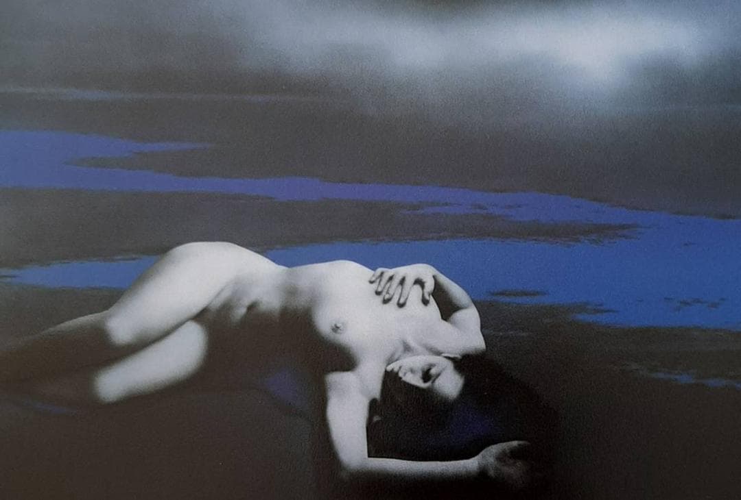 森秀雄、「偽りの青空」、希少画集の額装画、人気作品、オーダーマット付