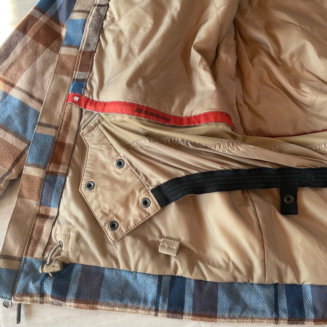 BURTON スノーボードウェア S チェック パーカー 重ね着風
