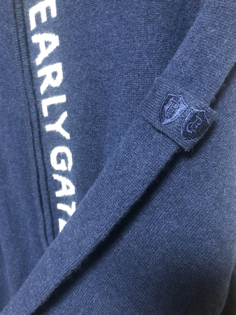 未使用 タグ付き カシミヤ フルジップアップ ニットブルゾン 4 M ネイビー