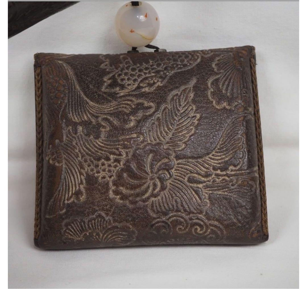 送料無料　上品　喫煙具　純銀製煙管　瑪瑙緒締玉　象嵌金具