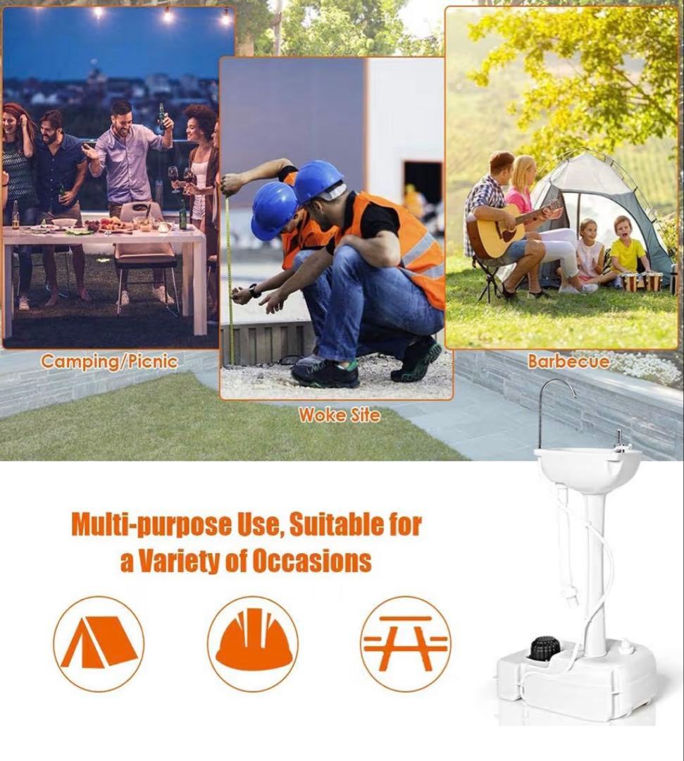 【未使用品】ポータブル洗面台　災害用　キャンプ用品　屋外用電源不要　介護用品