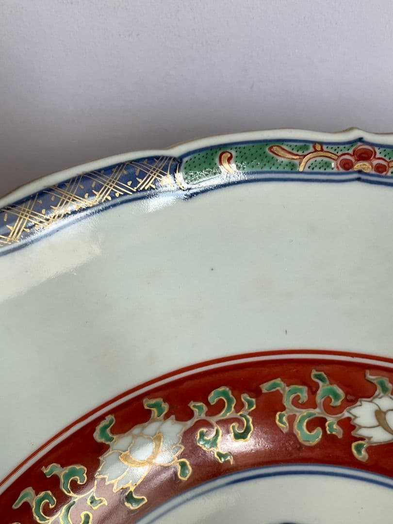 ②古伊万里　金彩赤絵大鉢27cm　木箱付　アンティーク/特大鉢/菓子鉢/深鉢