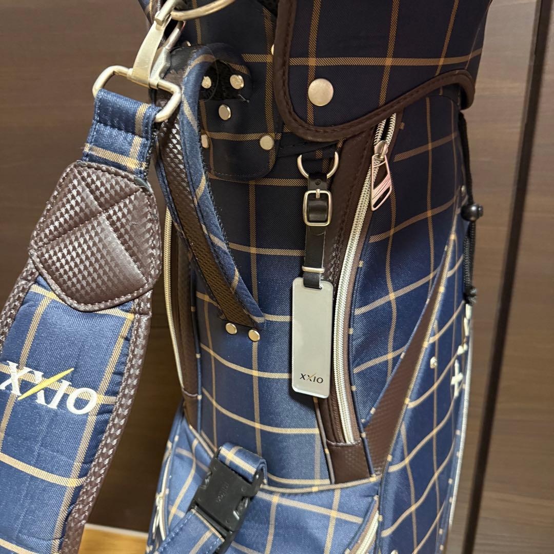 XXIO キャディバッグ ゴルフバッグ ネイビー チェック柄