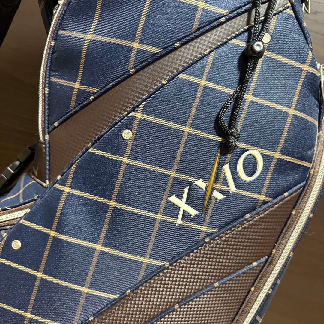 XXIO キャディバッグ ゴルフバッグ ネイビー チェック柄