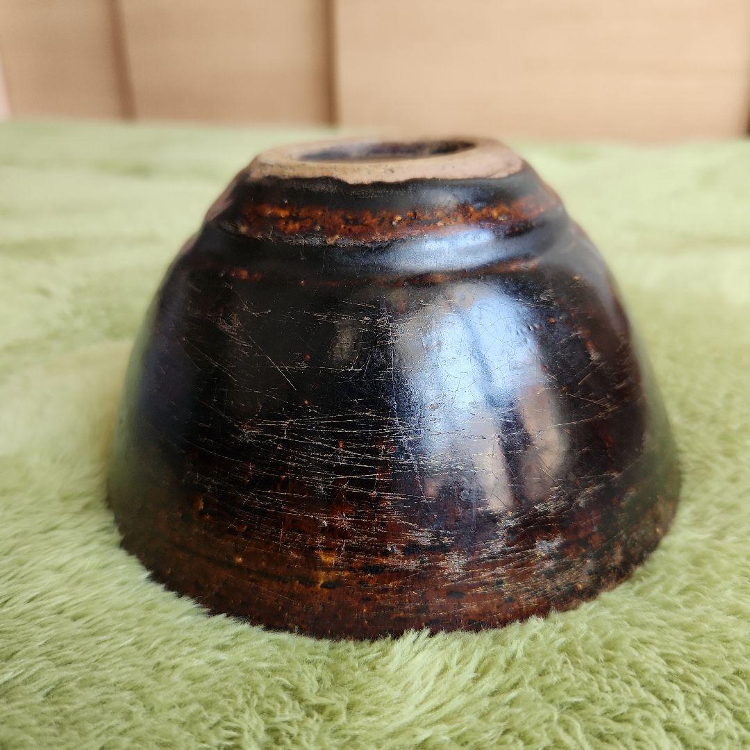 12～13cの黒褐秞茶碗仕覆桐箱付き