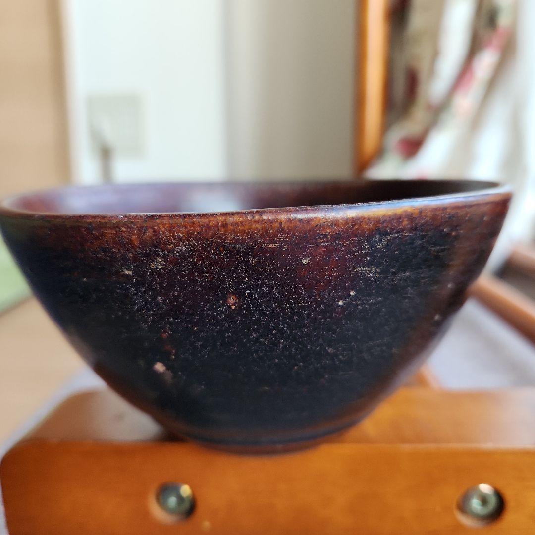 12～13cの黒褐秞茶碗仕覆桐箱付き