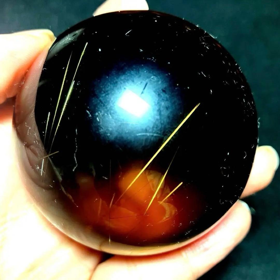 超大玉　60mm ゴールドルチルクォーツ　丸玉　スフィア　金針水晶