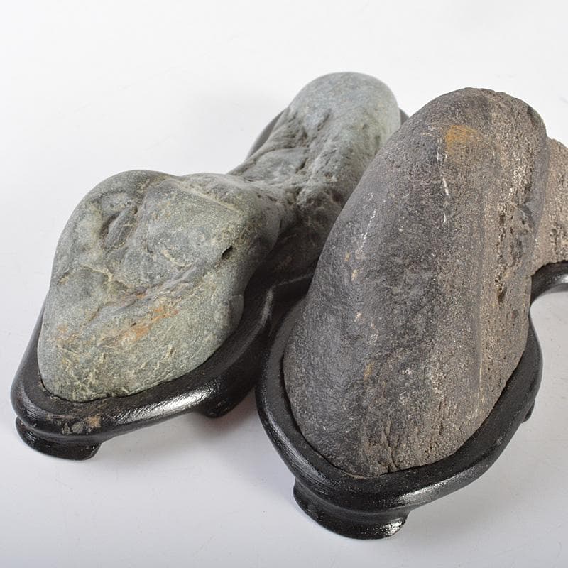 鑑賞石　天然石　置物　唐木台付　4点まとめて　C　6138