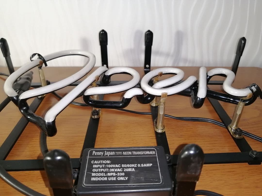 ネオンサイン OPEN サイン ピンク 本物ネオン管 フレーム入り ◎バー 看板