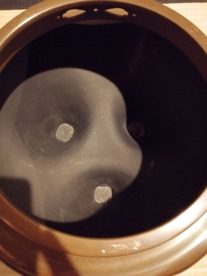 【茶事具】釜師政光、風炉師雄芳造　唐銅朝鮮風炉釜　茶釜　釜387