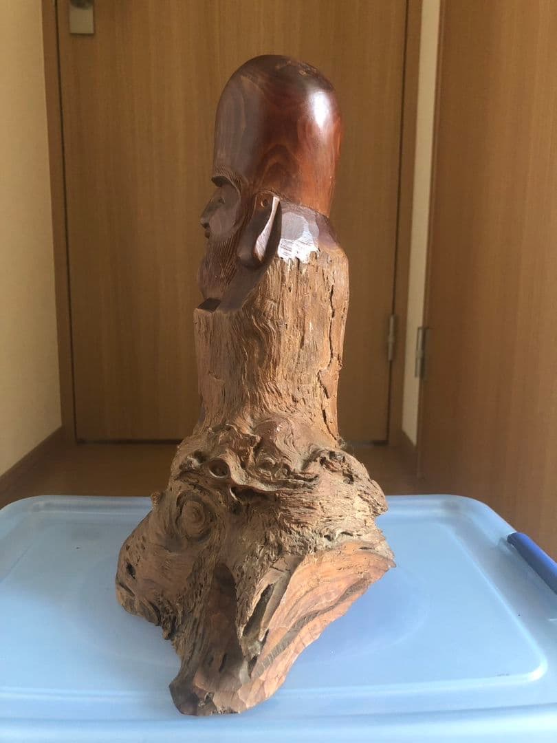 福禄寿　一刀彫　岳峰作　彫刻　昭和　当時物