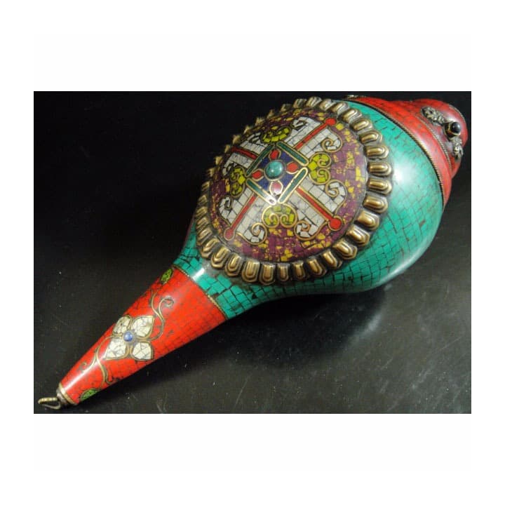 ◆チベット密教法具　法螺貝（シャンカ）羯磨（カツマ） M4