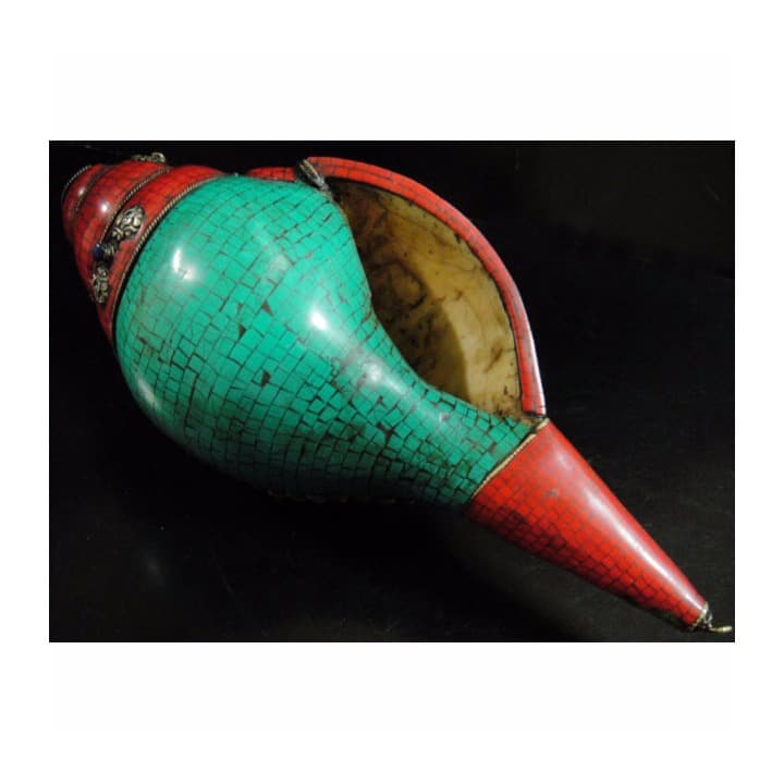 ◆チベット密教法具　法螺貝（シャンカ）羯磨（カツマ） M4