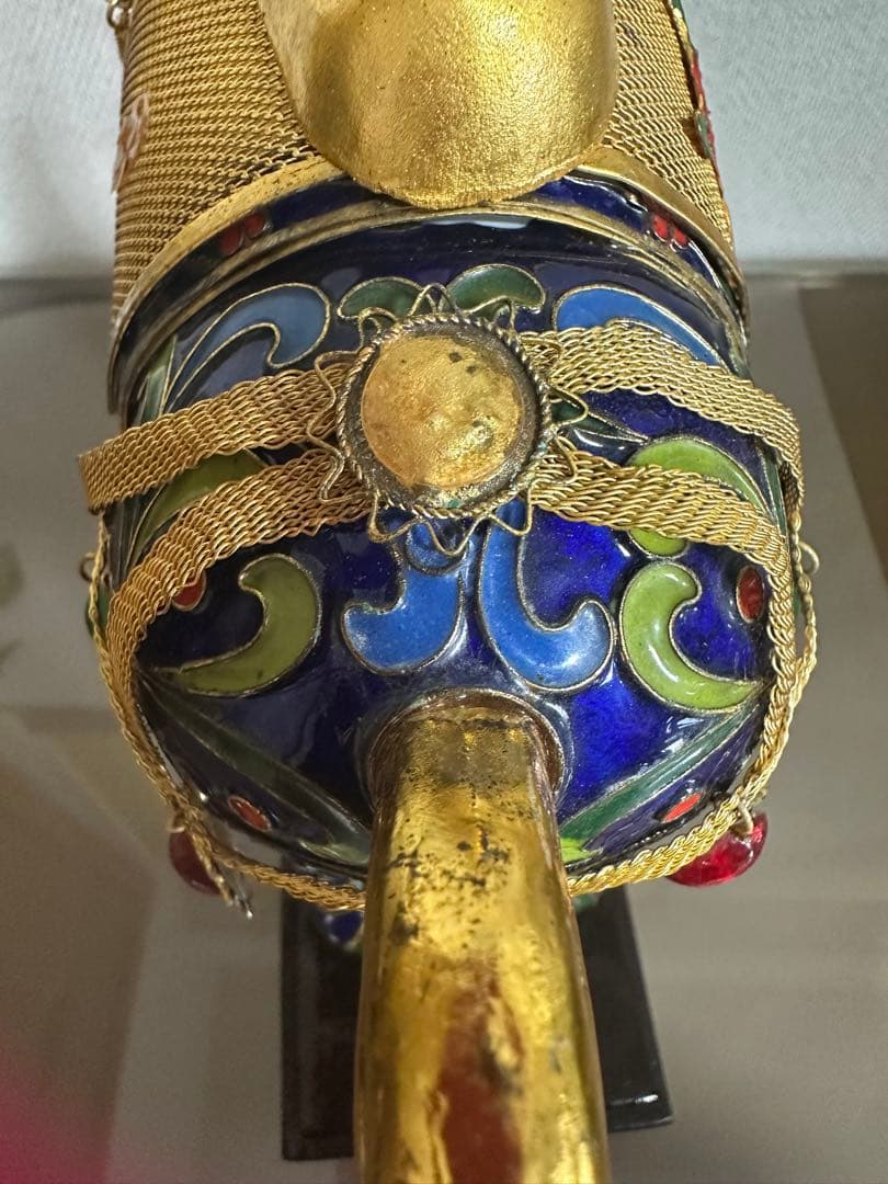 「中国の七宝焼」アンティーク装飾馬の置物 運気上昇