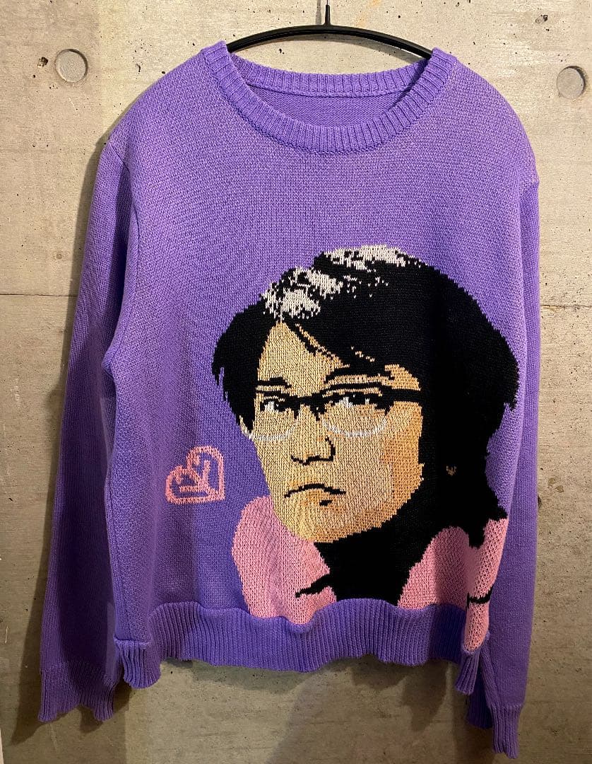 岡村靖幸 ピーチ・コットン・セーター ボーイズサイズ パープル 美品