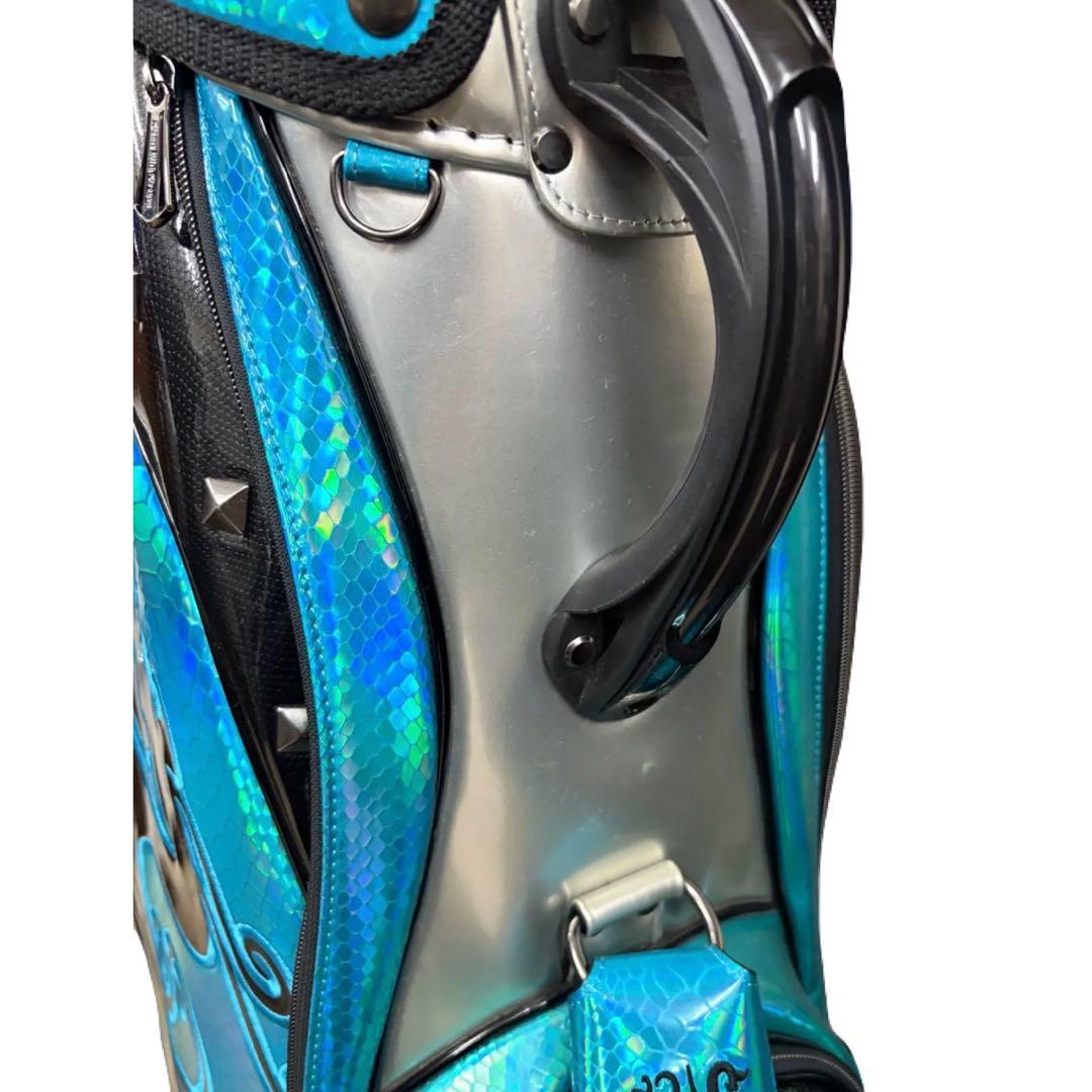 美品フード付ダンスウィズドラゴンキャディバッグ9型希少ブルー